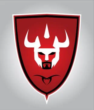 White warrior on red shield Stock Illustration