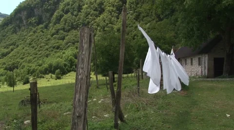 White washing drying on a rope Video stock 61344070