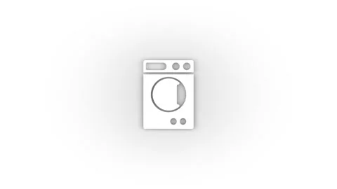 White washing machine icon with shadow isolated on white background. Stock Footage 201770072