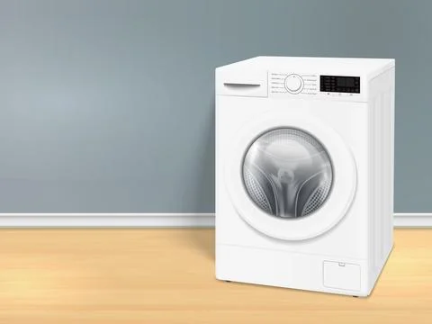 White washing machine in laundry room Stockillustratie