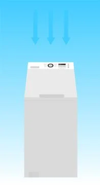 White washing machine vertical loading. Isolated vector on a light background Illustrazione stock