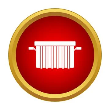 White waste container symbol on red background Stock Illustration