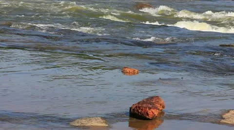 White water and rocks in river Stock Footage 11058687