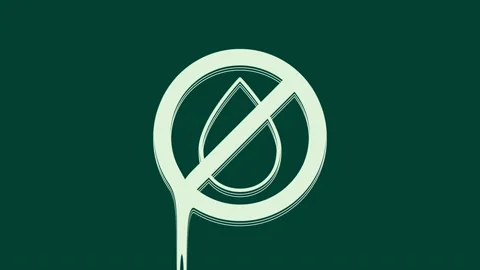 White Water drop forbidden icon isolated on green background. No water sign. 4K Stock Footage 236008809