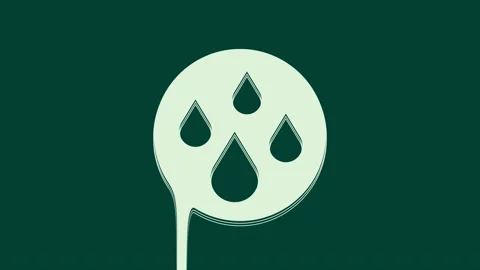 White Water drop icon isolated on green background. 4K Video motion graphic Stock Footage 235988077