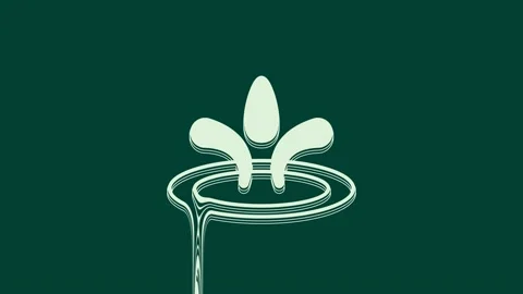 White Water drop icon isolated on green background. 4K Video motion graphic Stock Footage 236008744