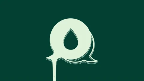 White Water drop with speech bubbles icon isolated on green background. 4K Video Stock Footage 236008630