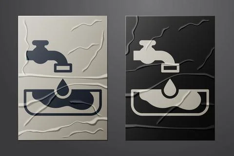 White Water problem icon isolated on crumpled paper background. Poor countries Illustrazione stock