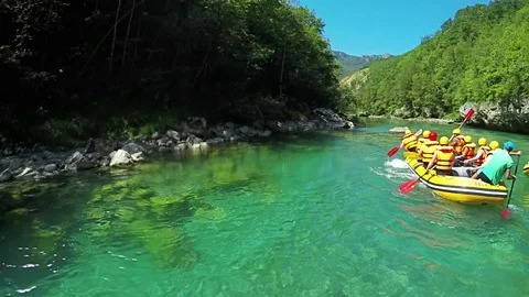 White water rafting first point of view, personal perspective, slow motion Stock Footage 72299591
