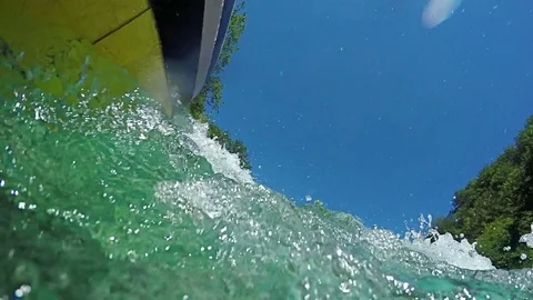 White water rafting first point of view, personal perspective, slow motion 動画素材 72300164