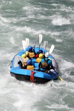 White water rafting on the rapids of river Foto stock