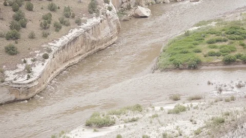White Water Rapids Flowing Down Green River Junction Stock Footage 121590892