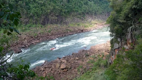 White water rapids on a powerful river in a rocky canyon 스톡 동영상 337496564