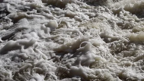 White water rapids from river in CT, brief pan to the right, 4K Video stock 225355995