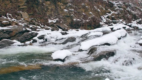 White water river in winter. World covered in snow. Stock-Footage 104633681