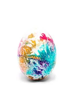 White watercolor painted easter egg on white background isolate Stock Photos