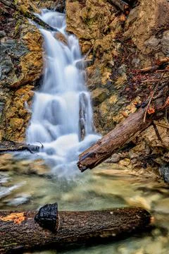 The white waterfall. Ramsauer Ache, Bertechsgaden. Stock Photos