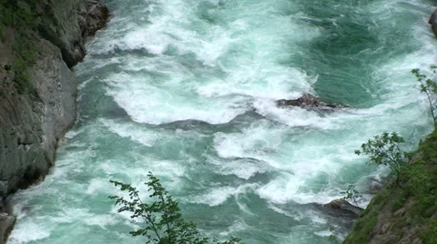 White waters rapids on River Moraca Stock Footage 33633199
