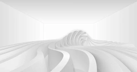 White Wave Background. Abstract Minimal Exterior Design. Creative Architectur Stock Illustration