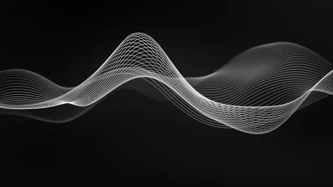 White wave on a black background. Looped vector wave of gray color. Linear .. Stock Footage 280574187