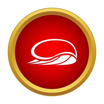 White wave icon on red circle button 스톡 일러스트
