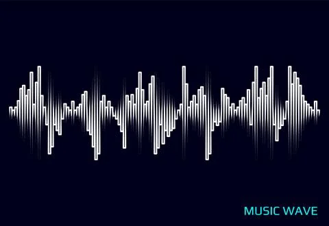 White wave lines on black background. Stylized frequency equalizer element Illustrazione stock