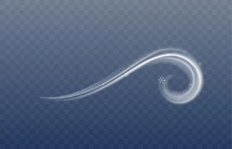 White wave of snow wind, cold weather symbol, winter gust Stock Illustration