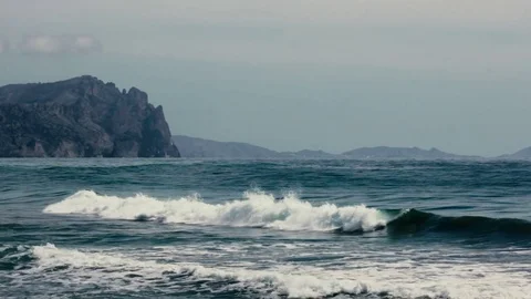White waves in the bay Stock Footage 72775261