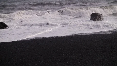 White waves breaking on the shore. Wave. Big waves. Storm. Stock Footage 122309657