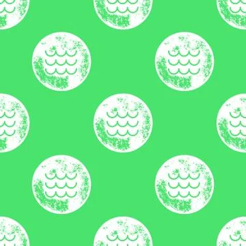 White Waves Pattern on Green Background Stock Illustration