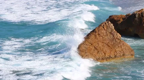 White waves on a rock Stock Footage 46592837