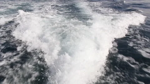 White Waves Trail At Back Of Speed Boat Stock Footage Video stock 258511830