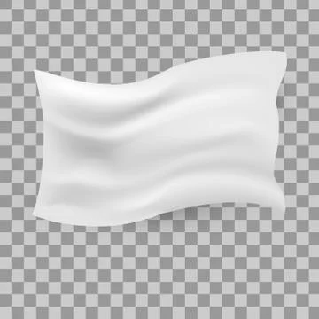 White waving flag template on transparen background. Stock Illustration