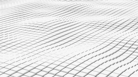 White waving surface. Cube pattern. Abstract background. 3d render. Stock Illustration