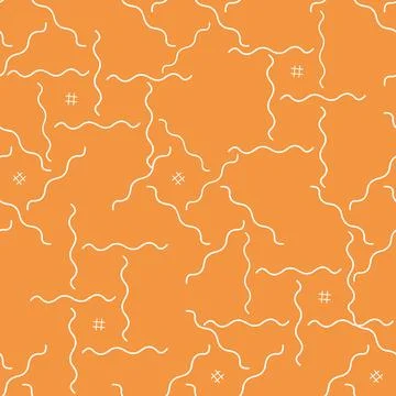 White wavy geometric seamless patterns on an orange background Stock Illustration