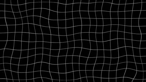 White wavy grid pattern on black background, digital distortion effect Stock Footage 336618459
