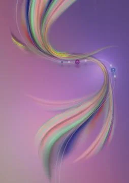 White wavy lines with bead and curved colored waves on a purple-pink background Stock Illustration