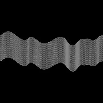 White wavy lines on a black background. Optical art Stock Illustration
