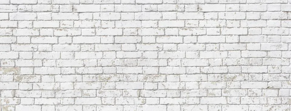White weathered brick wall texture background surface pattern Stock Photos