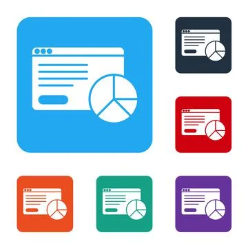 White Web analytics information and development website statistic icon isolated Illustrazione stock