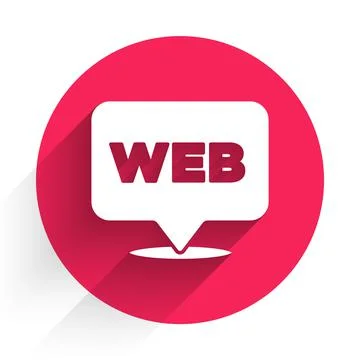 White Web and graphic design icon isolated with long shadow. Creative and Ilustración de archivo