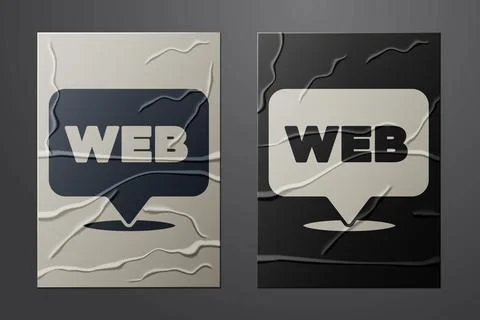 White Web and graphic design icon isolated on crumpled paper background Stock-Illustration