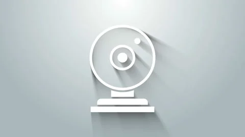 White Web camera icon isolated on grey background. Chat camera. Webcam icon. 4K Stock Footage 145558081