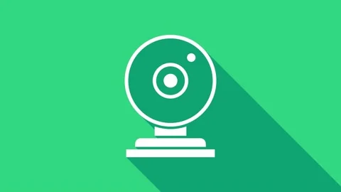 White Web camera icon isolated on green background. Chat camera. Webcam icon. 4K Stock Footage 146739847