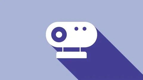 White Web camera icon isolated on purple background. Chat camera. Webcam icon Stock Footage 154740230