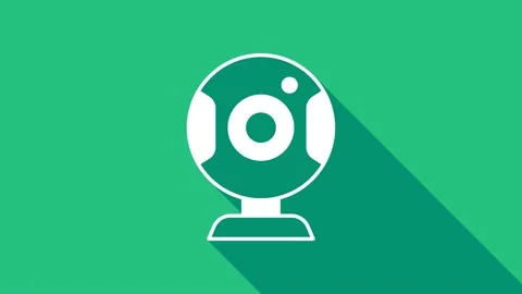 White Web camera icon isolated on green background. Chat camera. Webcam icon. 4K Stock Footage 156389557
