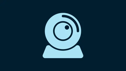 White Web camera icon isolated on blue background. Chat camera. Webcam icon. 4K Stock Footage 230007551