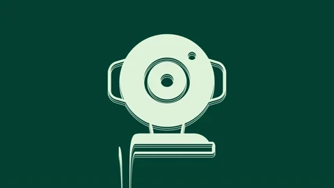 White Web camera icon isolated on green background. Chat camera. Webcam icon. 4K Stock Footage 236027747