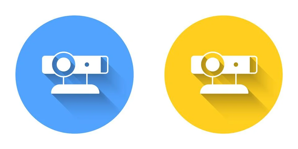 White Web camera icon isolated with long shadow background. Chat camera. Webcam イラスト素材