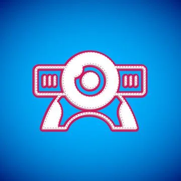 White Web camera icon isolated on blue background. Chat camera. Webcam icon 스톡 일러스트
